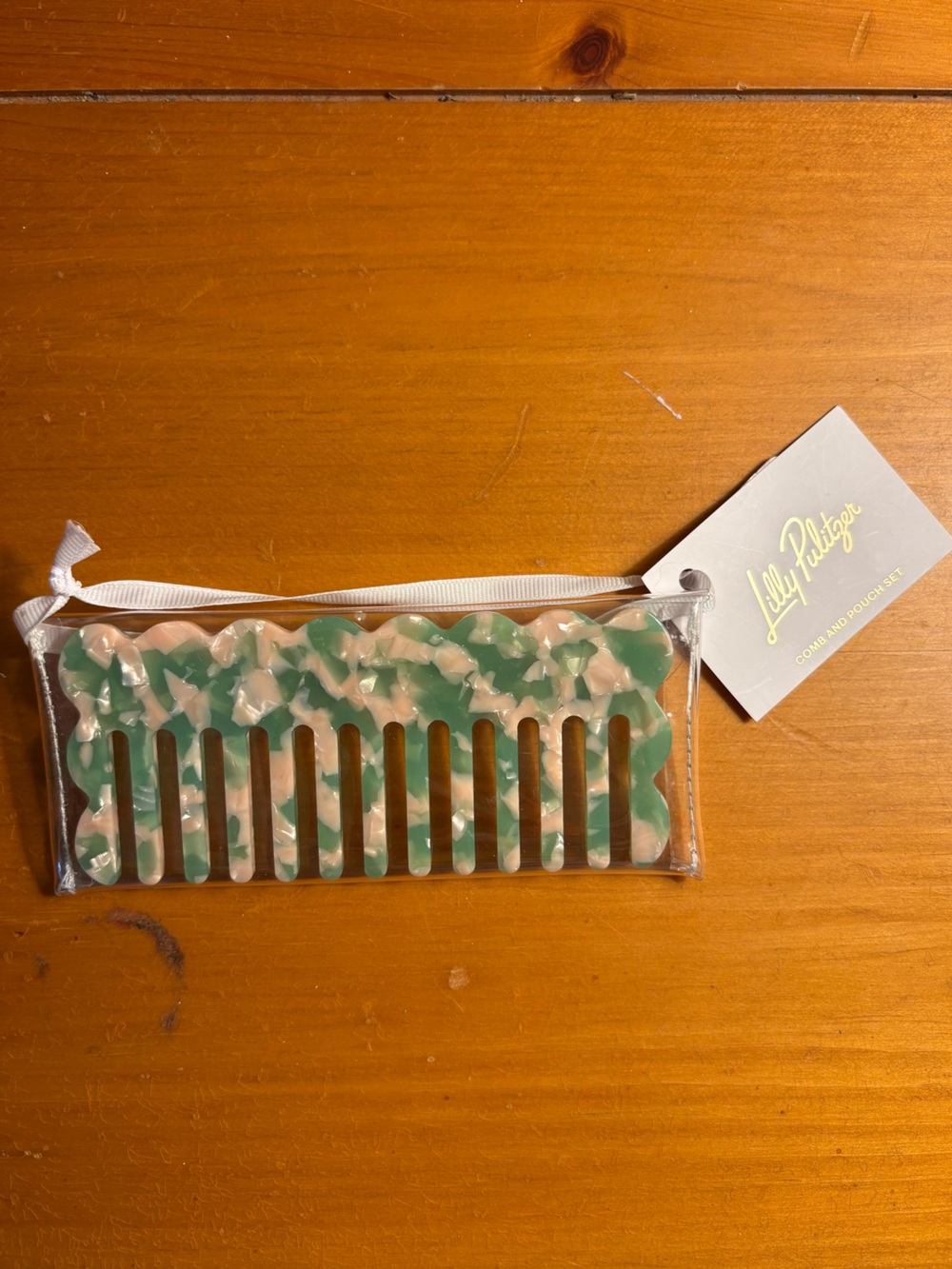 Lilly Pulitzer Green Pink Marble Wide-Tooth Comb NWT